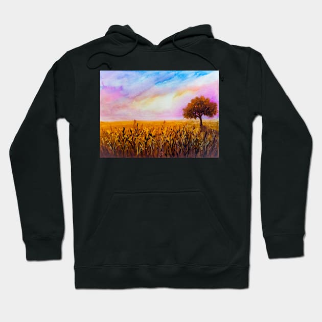 Single tree in the field Hoodie by redwitchart